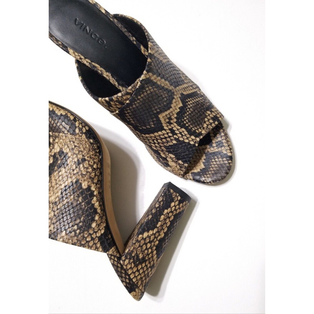 NIB Vince Heath Snake Print Leather Block Heel Sandal Mule Slide Senegal - Picture 12 of 16